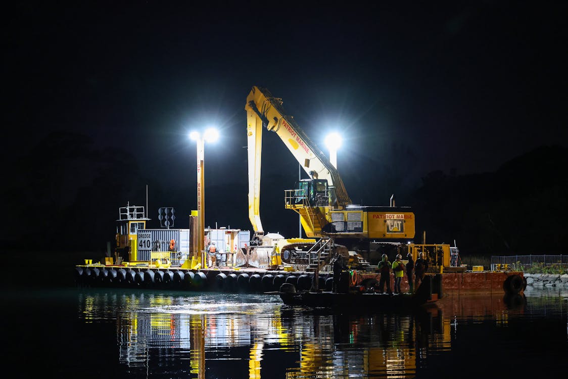 photo-of-industrial-dredging-operation-at-night